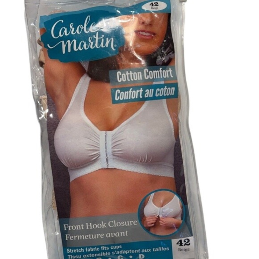 NEW Carole Martin Cotton Comfort Bra Beige Front Hook Women's Style 7276 42B/C/D